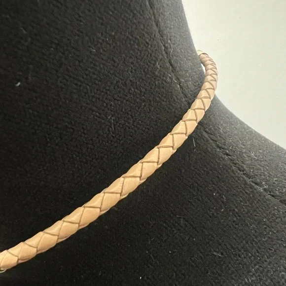 Kendra Scott Cooper Braided Leather pendant Choker Necklace Iridescent Drusy - Picture 5 of 5